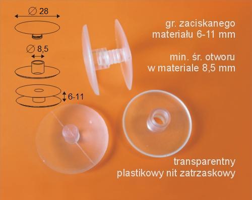 Bezbarwne Plastikowe Nity Zatrzaskiwane Symbol: N28/6-11T