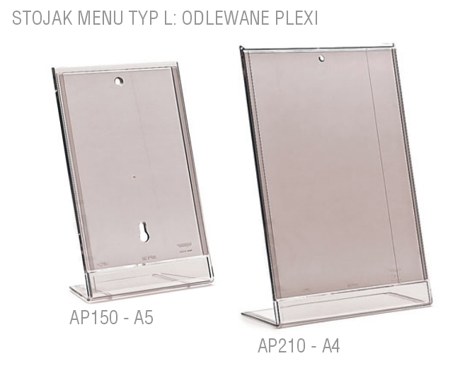 Stojak menu jednostronny. Symbol: AP150, AP210.