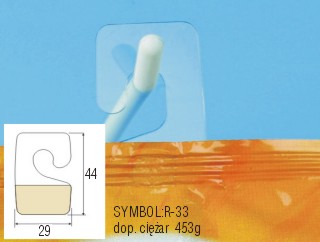 Samoprzylepna zawieszka typu haczyk. Symbol: R-33
